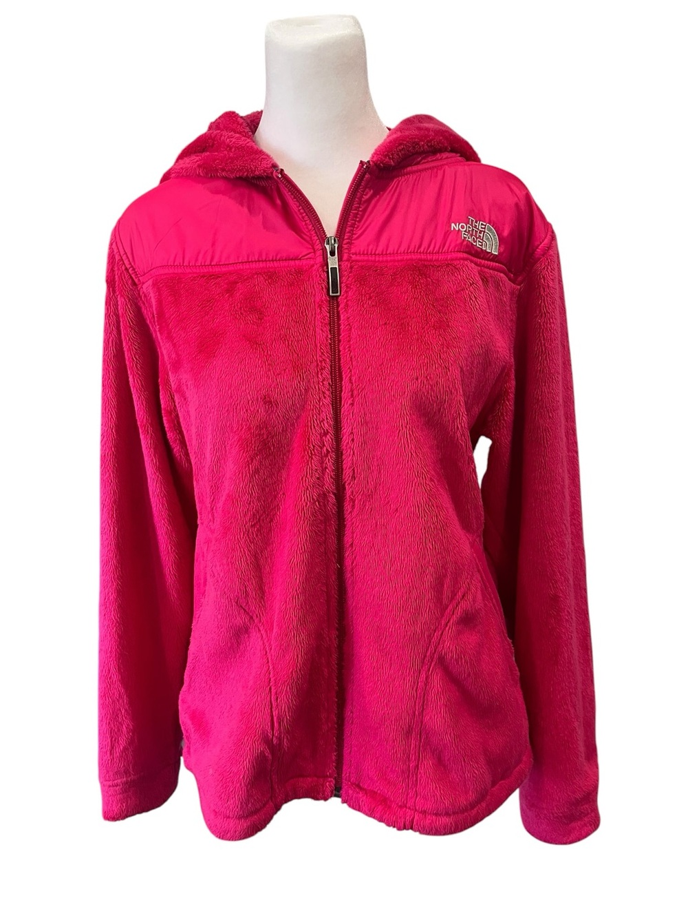 The North Face Hot Pink Hooded Fleece Jacket Size Medium